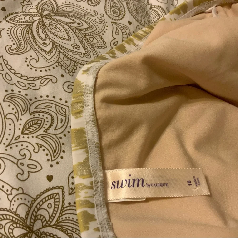 Rare Find!! Cacique Tankini Swim Set - Gold & White Leopard - 42C Top/16 Skirt - Picture 8 of 12